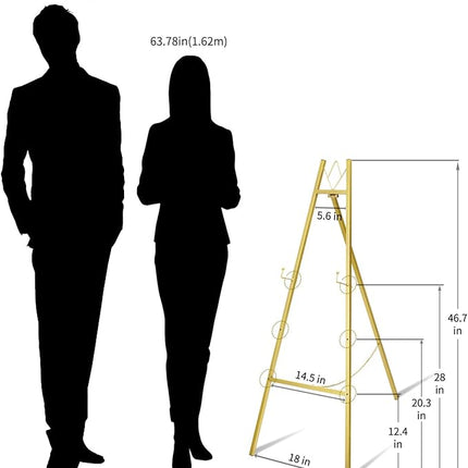 GRENTY Gold Easel Stand for Wedding Signs – No Assembly Needed, Heavy Duty Metal