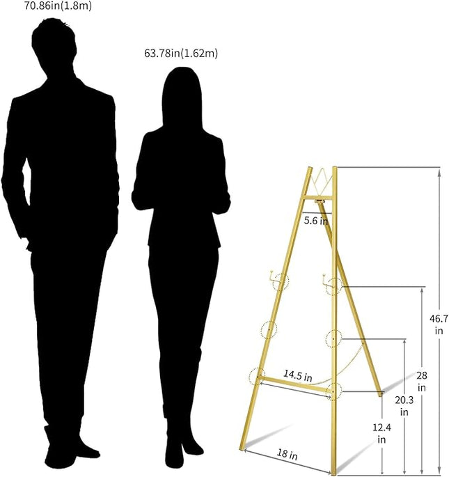 GRENTY Gold Easel Stand for Wedding Signs – No Assembly Needed, Heavy Duty Metal