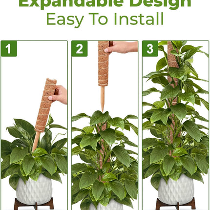 4 Pack 80 Inch Stackable Moss Poles for Climbing Plants- Large Moss Pole for Mon