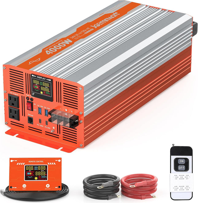 (no remote) JOEMNWART 4000W Pure Sine Wave Inverter 24V DC to 120V AC Converter,