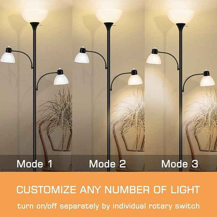 Floor Lamp for Living Room, LED Torchier Lamp with 8W Adjustable Reading Lamp,Free Adjustable Cage Heads, Independent Control, Standing Tall Pole Lamp 3 Bulbs Included https://a.co/d/01PYyNfQ