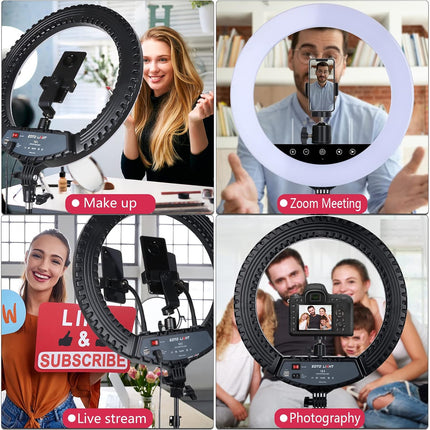 EOTO LIGHT 18 inch LED Ring Light with Tripod Stand, 55W 2900-6000K Studio Lighting Kit (Non-Original Tripod)