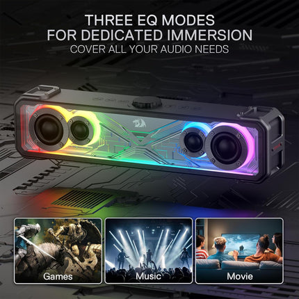 Redragon GS817 RGB Desktop Soundbar, 2.0 Channel Stereo Speakers for Desktop w/M