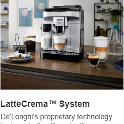 De'Longhi Magnifica Evo Automatic Espresso & Cappuccino Machine with LatteCrema, 13 Grind Settings, Silver