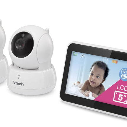 VTech VM924-2 Pan & Tilt Video Baby Monitor with 2 Cameras, 5" LCD Screen, Up to