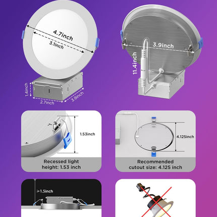 (ONLY 2) Govee 4 Inch Smart Recessed Pot Lights, Wi-Fi & Bluetooth RGBWW Dimmabl