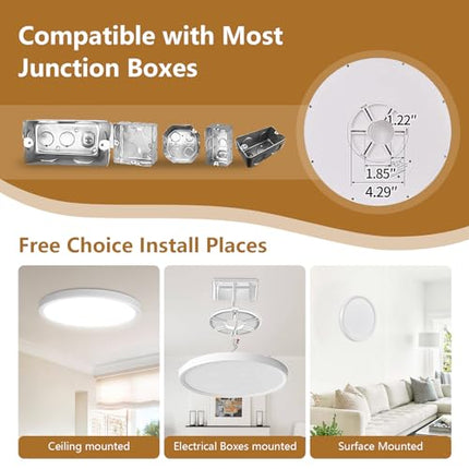 4PK 12Inch LED Flush Mount Ceiling Light, 24W, 2520LM, 3000K/4000K/6000K CCT Sel