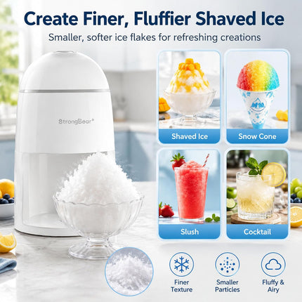 StrongBear Snow Cone Shaved Ice Machine, Electric Ice Shaver Slushie Machine, Sn