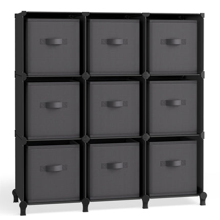 SONGMICS Cube Storage Organizer with Storage Boxes, 9-Cube Organizer, 9 Collapsi