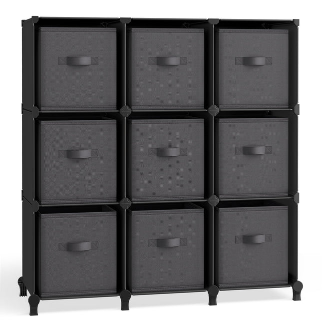 SONGMICS Cube Storage Organizer with Storage Boxes, 9-Cube Organizer, 9 Collapsi