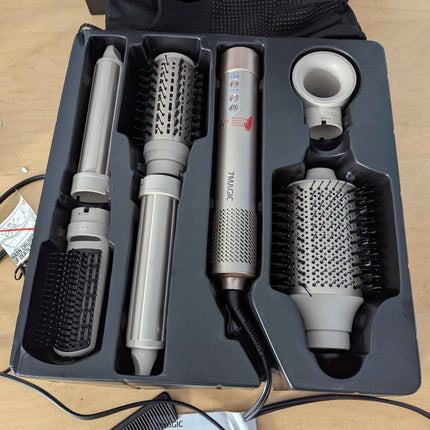 7MAGIC Hair Dryer Brush & 6 in 1 Hair Styler, Silver, 110 Volts, 1200 Watts, Ion