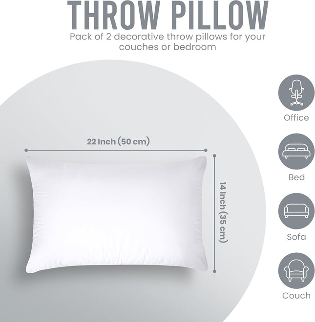 Utopia Bedding Throw Pillows, 14 x 22 Inches Indoor Decorative Pillow Insert for