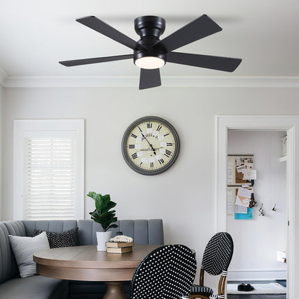 FAULTY Black Ceiling Fans with Lights - 46" Flush Mount Ceiling Fan with Remote