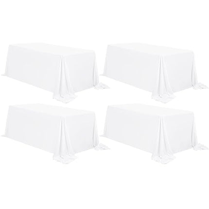 REWOMC 8 Pack White Tablecloths for 8ft Rectangle Tables 90 x 132 Inch - Polyest