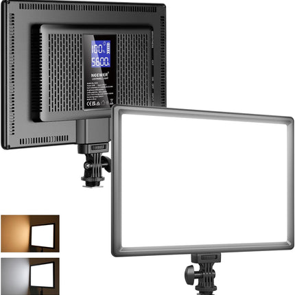 NEEWER 192 LED Video Light Panel, 20W Ultra Thin Bi-Color 3200-5600K with 8000mAh Battery & Cold Shoe Mount