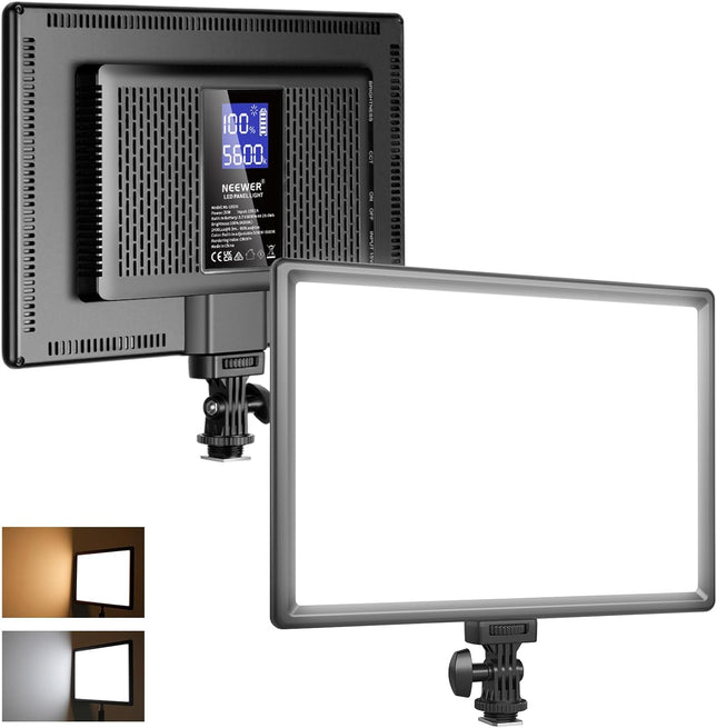 NEEWER 192 LED Video Light Panel, 20W Ultra Thin Bi-Color 3200-5600K with 8000mAh Battery & Cold Shoe Mount