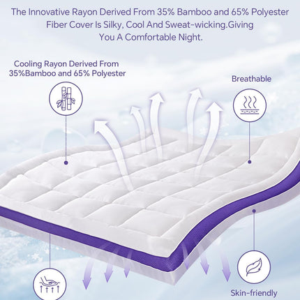 ChiXpace Dual Layer 4 Inch Memory Foam Mattress Topper Queen - 2 Inch Gel Memory