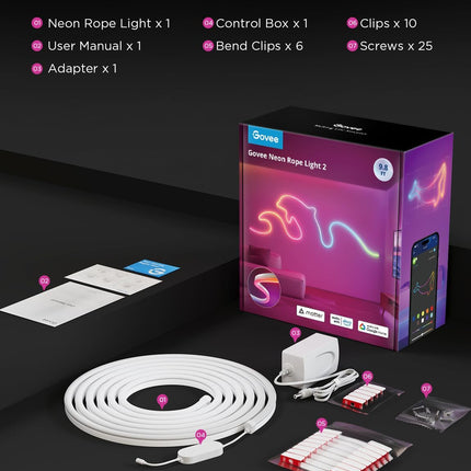 Govee Neon Lights, RGBIC Neon Rope Light 2 Works with Matter, Alexa, Google Assi