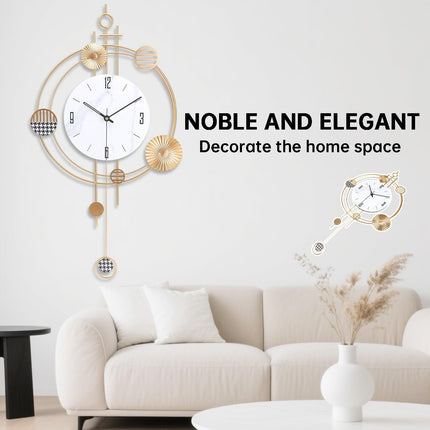 Wall Clock for Living Room, Silent Quality Quartz Battery Operated with Pendulum