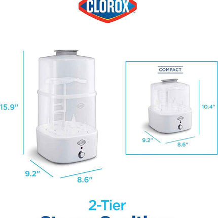 Clorox 2-Tier Electric Steam Sanitizer for Kitchen Utensils, Cleaning Sponges, B