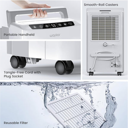 Waykar 2,000 Sq. Ft Energy Star Dehumidifier for Home and Basements, with Auto o