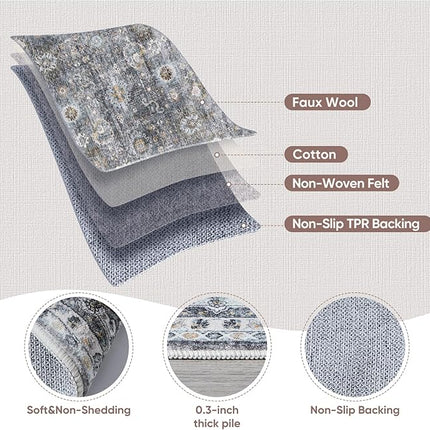 Rugcomf 8x10 Rug Washable Boho Rug Soft Large Area Rug Non-Slip Non-Shedding Fau