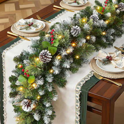 SHareconn 2Pcs 9FT Prelit Artificial Christmas Garland with Color Changing Light