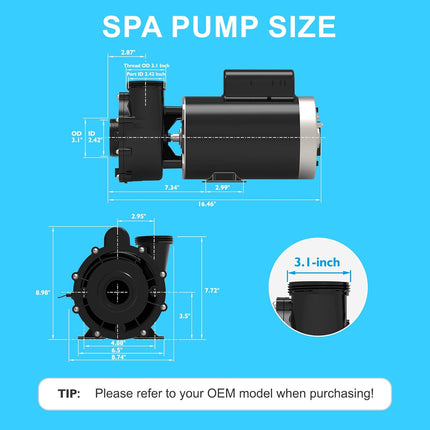 LINGXIAO LX 4HP 2-Speed Hot Tub Spa Pump, 220-240V, 2 Inch Ports