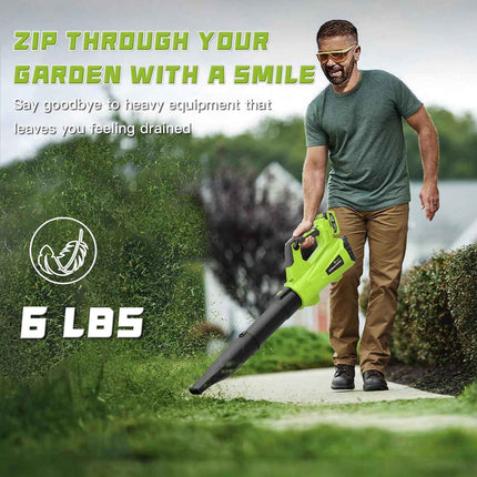 GREENER 21V Leaf Blower Cordless - 600CFM/160MPH Turbo Mode Electric Leaf Blower