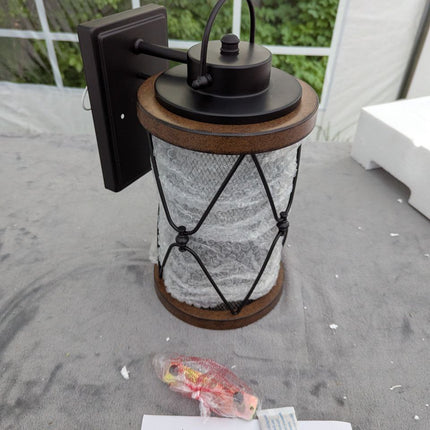 Inlight 10 4/5''H 1-Light Farmhouse Outdoor Porch Exterior Wall Lantern, Clear S