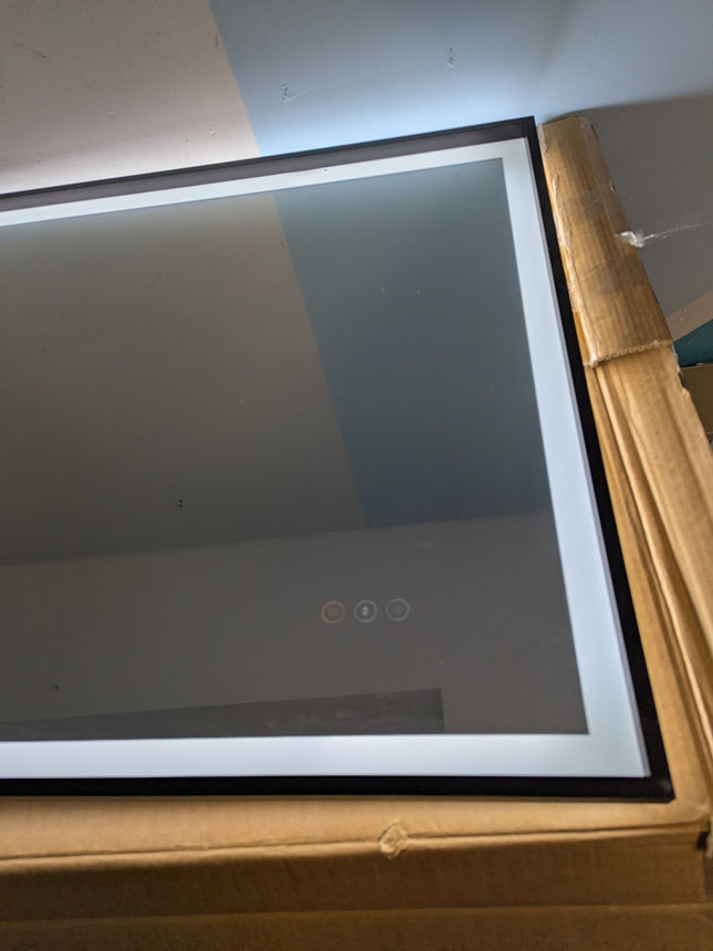 EchosLife 30x36 LED Bathroom Mirror with Lights - Black Framed, Front and Backli