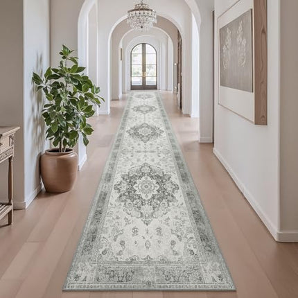 OTAHGK 2x10 Machine Washable Non-Slip Runner Rug - Soft Faux Wool & Polyester, B