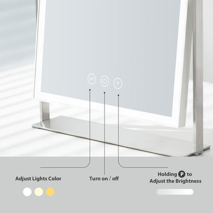 NEZZOE Rechargeable Vanity Mirror with Lights, Table Mirror with Stand, Makeup M