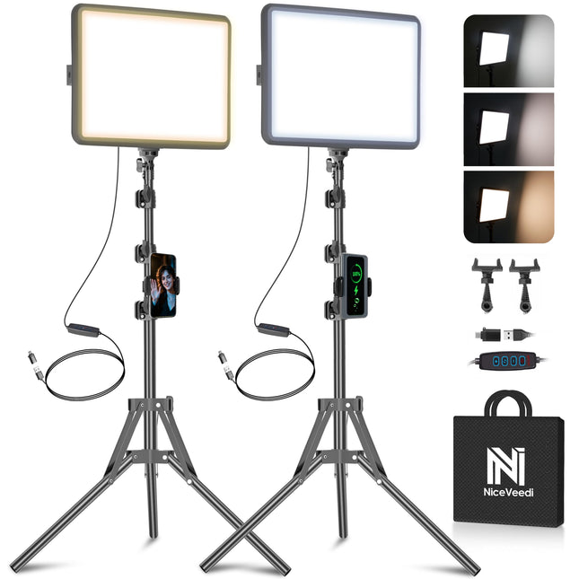 FAULTY 2-Pack LED Video Light Kit, NiceVeedi 2800-6500K Dimmable Continuous Phot
