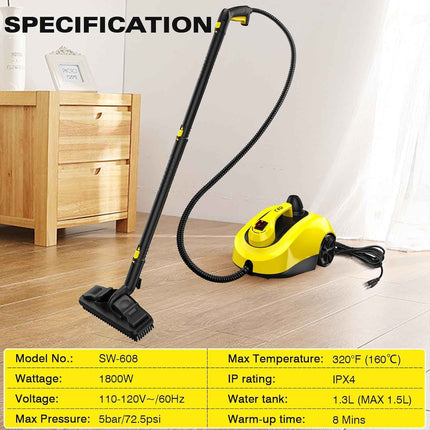 TVD steam cleaner, upholstery cleaner, steam cleaner with 5 m extra long power c