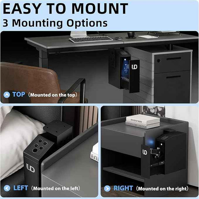 Urban Deco Biometric Gun Safe for Handgun with Quick Access Sliding Door Pistol Safes Mounted Nightstand, Desk, Wall, Vehicle, Bedside, Car Gun Safe Box with Fingerprint, PIN Code, KEY Access https://a.co/d/0g2VGo1g