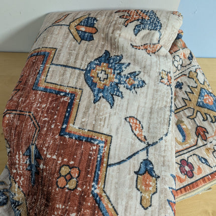 Aopota Washable Area Rug - 8x10, Low Pile, Distressed Boho, Non-Slip, Ultra-Thin