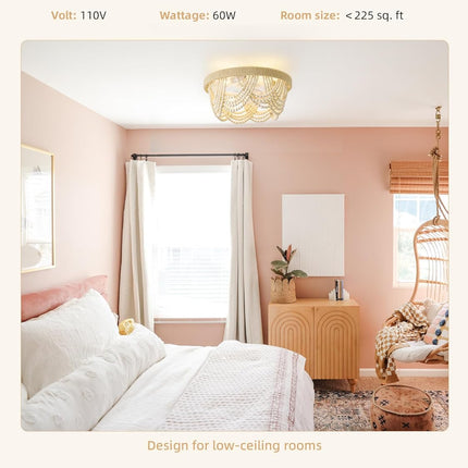 DSYBRI 20 Inch Boho Chandelier Ceiling Fan with Light, Caged Indoor Ceiling Fan