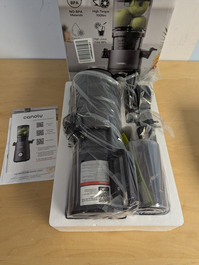 Canoly C03 Cold Press Juicer, 4.5" Wide Feed Chute Juicer Machine with 200W AC M
