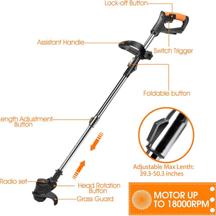 Weed Wacker, Ohey Electric Weed Wacker Cordless Trimmer, Portable Battery Power