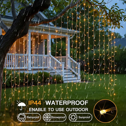 suddus Curtain Lights for Bedroom, 200 Led Hanging String Light Outdoor, Fairy C
