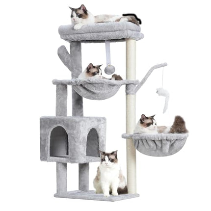 Heybly Cat Tree, 39.4 Inches Tower Condo with Scratching Post, Cat Tower for Ind