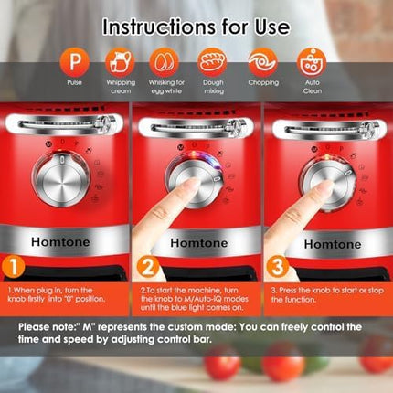 Homtone 16 Cup Food Processor – Heavy Duty Large Food Processor with 6 Preset Mo