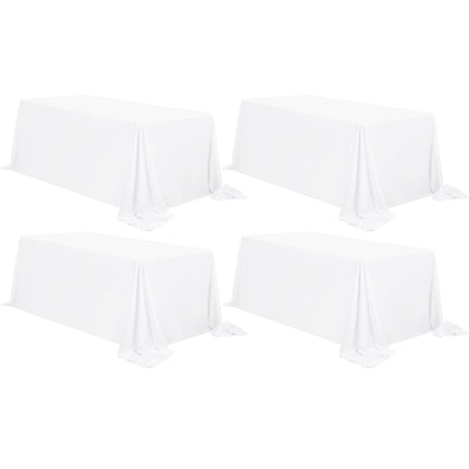 REWOMC 8 Pack White Tablecloths for 8ft Rectangle Tables 90 x 132 Inch - Polyest