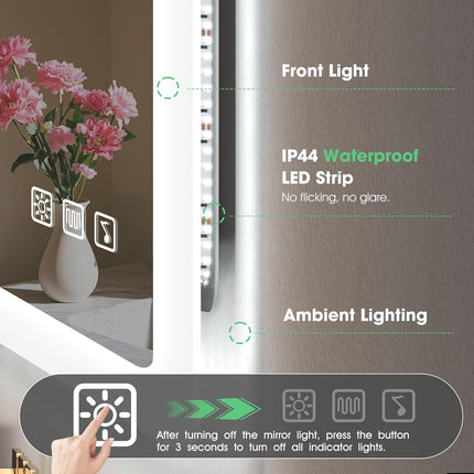S·BAGNO 47.2''x27.2'' LED Bathroom Mirror with Lights