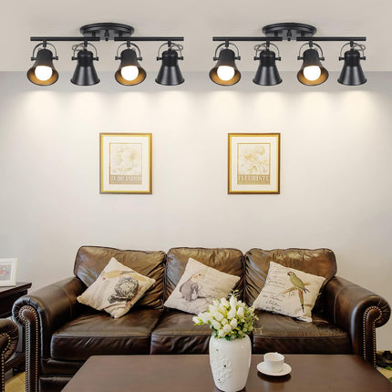 KEESFU 4-Light Track Lighting Kit, Black Semi Flush Mount Ceiling Light