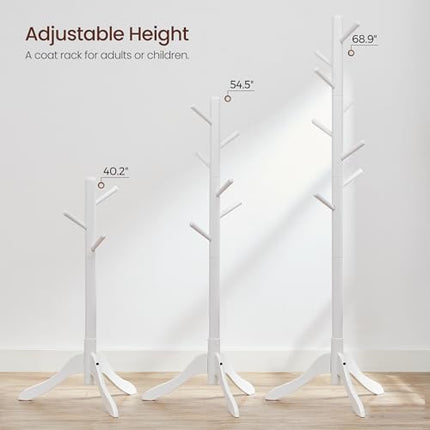 VASAGLE Solid Wood Coat Rack, Free Standing Tree-Shaped Coat Rack with 8 Hooks,