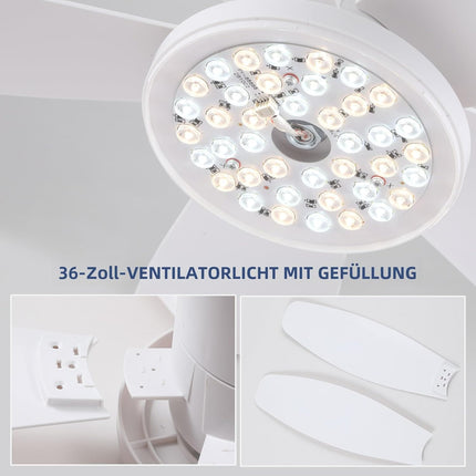 Surtime Ceiling Fans with Lights-36 Low Profile Ceiling Fan with Light and Remot