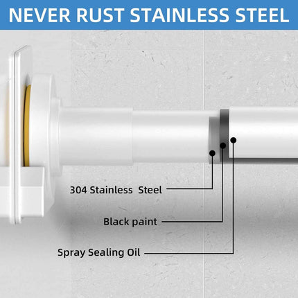 CorkLatta White Shower Curtain Rod,1 Inch Diameter Stainless Steel Adjustable Sp