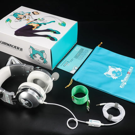 New LED Wireless Cat Ear Headphones (12 Color Changing) with Connectable Attacha